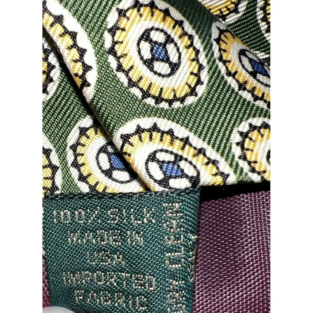 J‎ Crew Silk Ties 3 - Blue Striped & Green Medallion